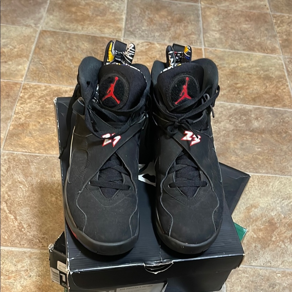 Jordan 8 Reto Black and Red High-Top Sneakers